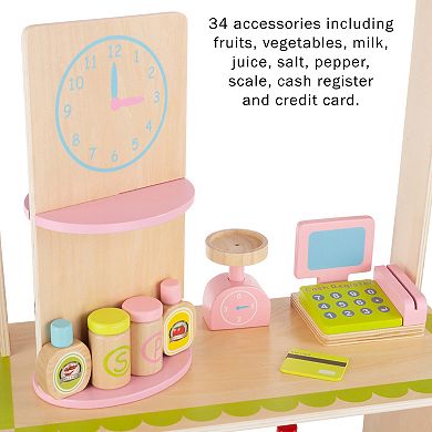 Hey! Play! Wooden Grocery Store Playset