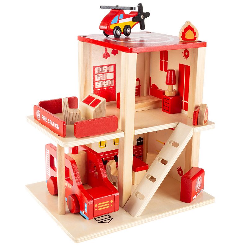 Hey! Play! 3-Level Fire Station Playset, Multicolor