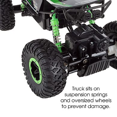 Hey! Play! Remote Control Monster Truck - 1:16 Scale, 2.4 GHz RC Off-Road Rugged Toy Vehicle with Spring Suspension & Oversized Wheels