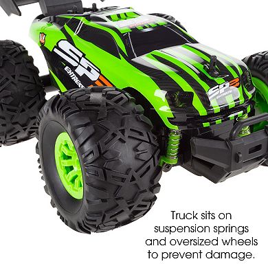 Hey! Play! Remote Control Monster Car - 1:16 Scale, 2.4 GHz RC Off-Road Rugged Toy Vehicle with Spring Suspension & Oversized Wheels