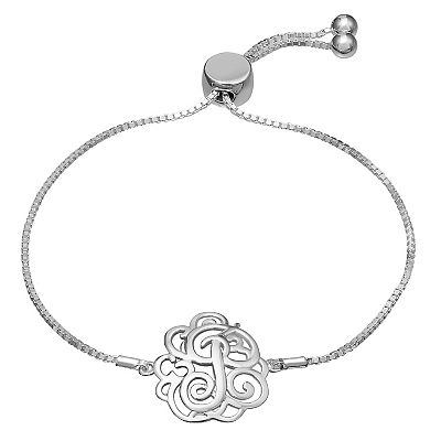 PRIMROSE Sterling Silver Monogram Initial Adjustable Bracelet