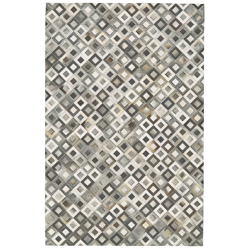 Weave & Wander Zenna Gray Leather Area Rug, Grey, 6X9 Ft