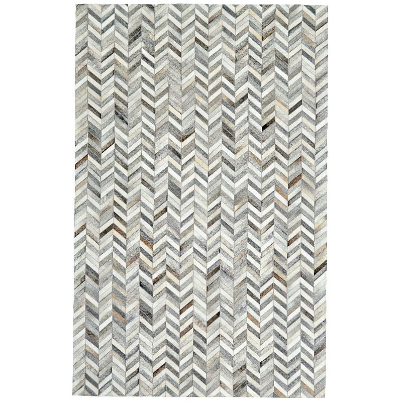 Weave & Wander Zenna Gray Leather Area Rug, Grey, 8X10 Ft
