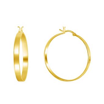 Argento Bella 14k Gold Over Silver Flat Hoop Earrings