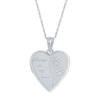 Argento Bella Sterling Silver Paw Print Heart Locket