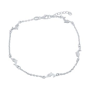 Argento Bella Sterling Silver Dolphins Anklet