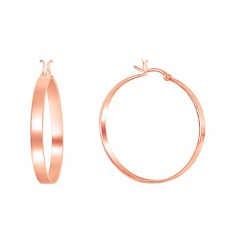 Argento Bella 14k Rose Gold Over Silver Flat Hoop Earrings
