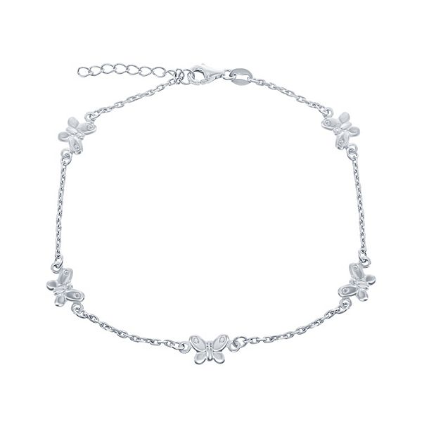 Sterling Silver Butterfly Anklet