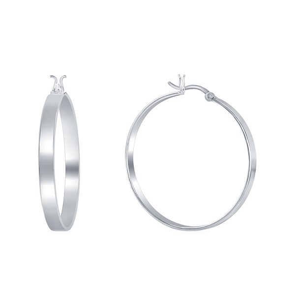 1 1/4 Smooth Flat Sterling Silver Hoop Earring