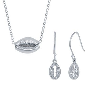 Argento Bella Sterling Silver Cowrie Shell Necklace & Earring Set
