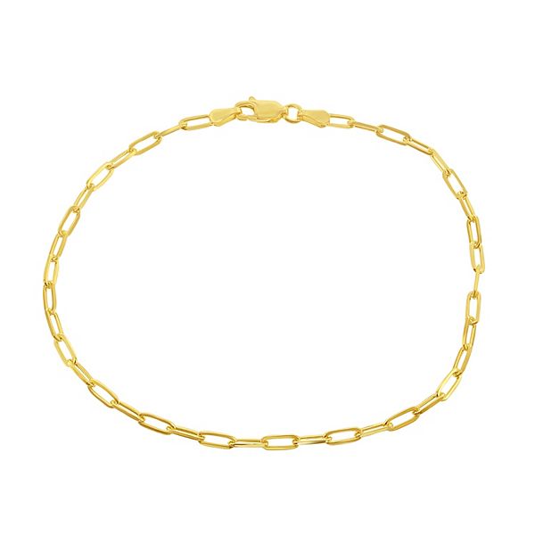 14k Gold Over Silver Paper Clip Chain Anklet