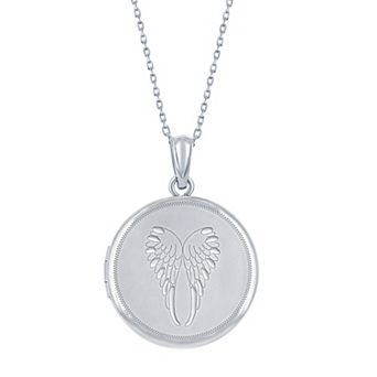 Argento Bella Sterling Silver Matte Angel Wings Locket