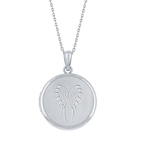 Sterling Silver Matte Angel Wings Locket
