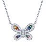 Sterling Silver Rainbow Cubic Zirconia Butterfly Necklace