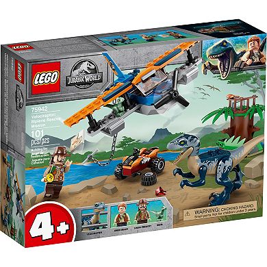 LEGO Jurassic World Velociraptor: Biplane Rescue Mission 75942 Building Kit (101 Pieces)