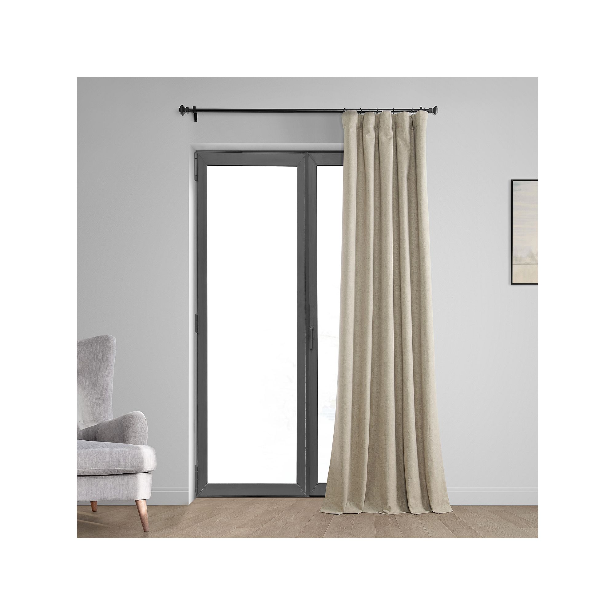 EFF Thermal Cross Linen Blackout Bedroom Window Curtain Panel, Light