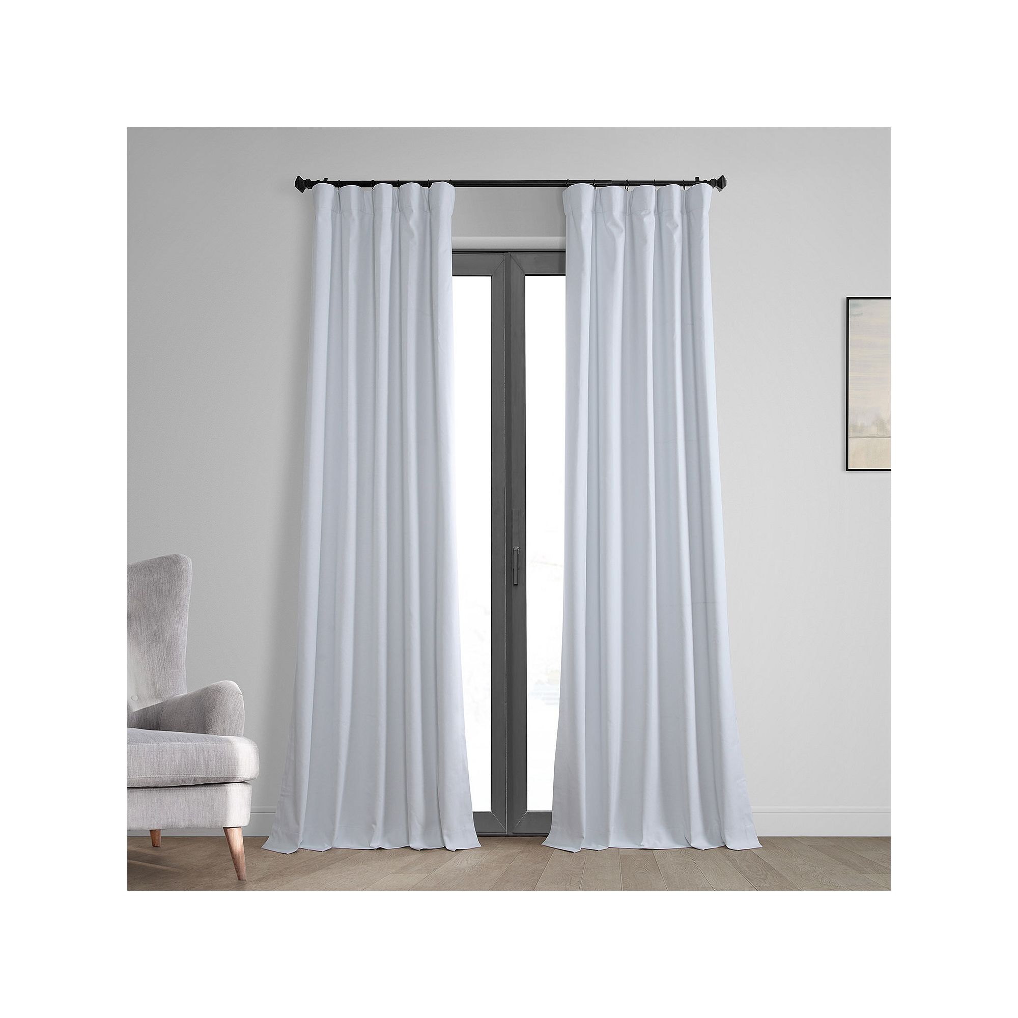 EFF Thermal Cross Linen Blackout Bedroom Window Curtain Panel, White
