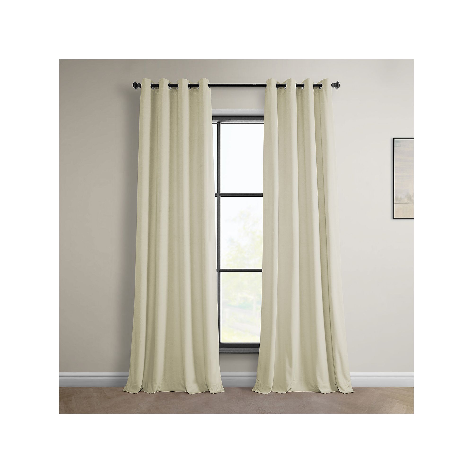 EFF Heritage Plush Velvet Grommet Room Darkening Curtain Panel, Au Lait Cre