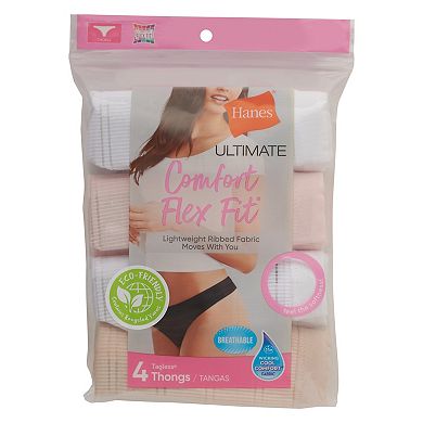 Women’s Hanes Ultimate 4-Pack Comfort Flex Fit Thong Underwear 46CFF4