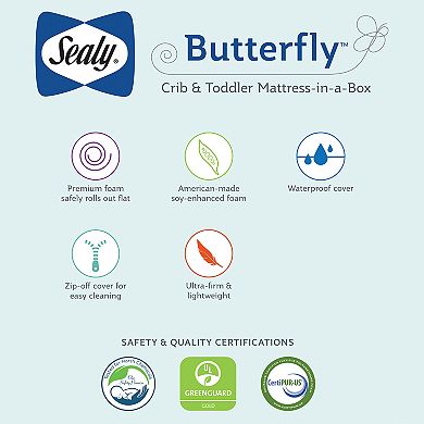Sealy Butterfly Cotton Crib & Toddler Mattress-in-a-Box