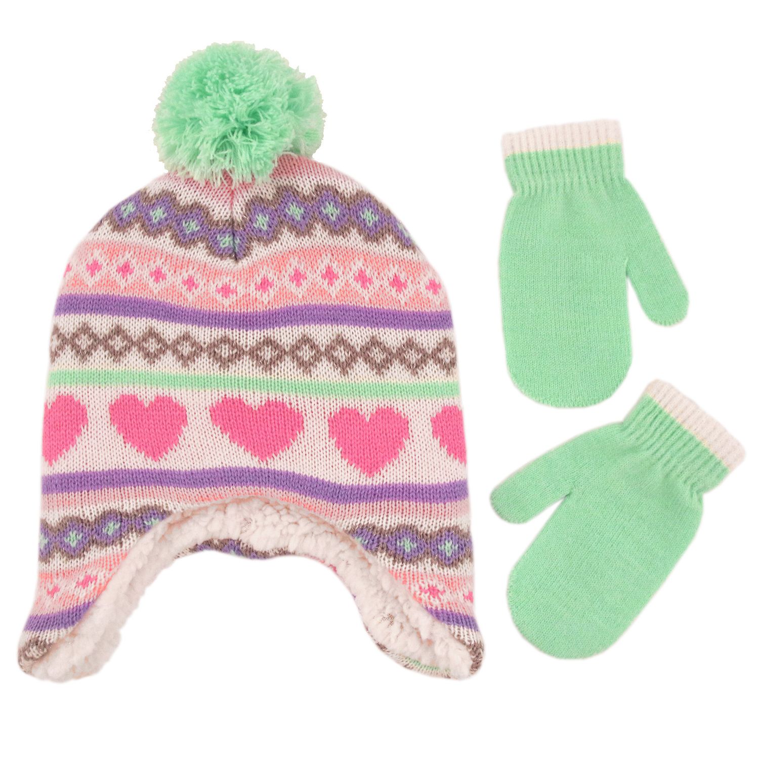 baby girl hat and mittens set