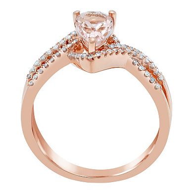 Gemminded 10k Rose Gold Morganite & 1/4 Carat T.W. Diamond Teardrop Ring