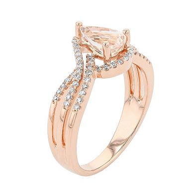 Gemminded 10k Rose Gold Morganite & 1/4 Carat T.W. Diamond Teardrop Ring