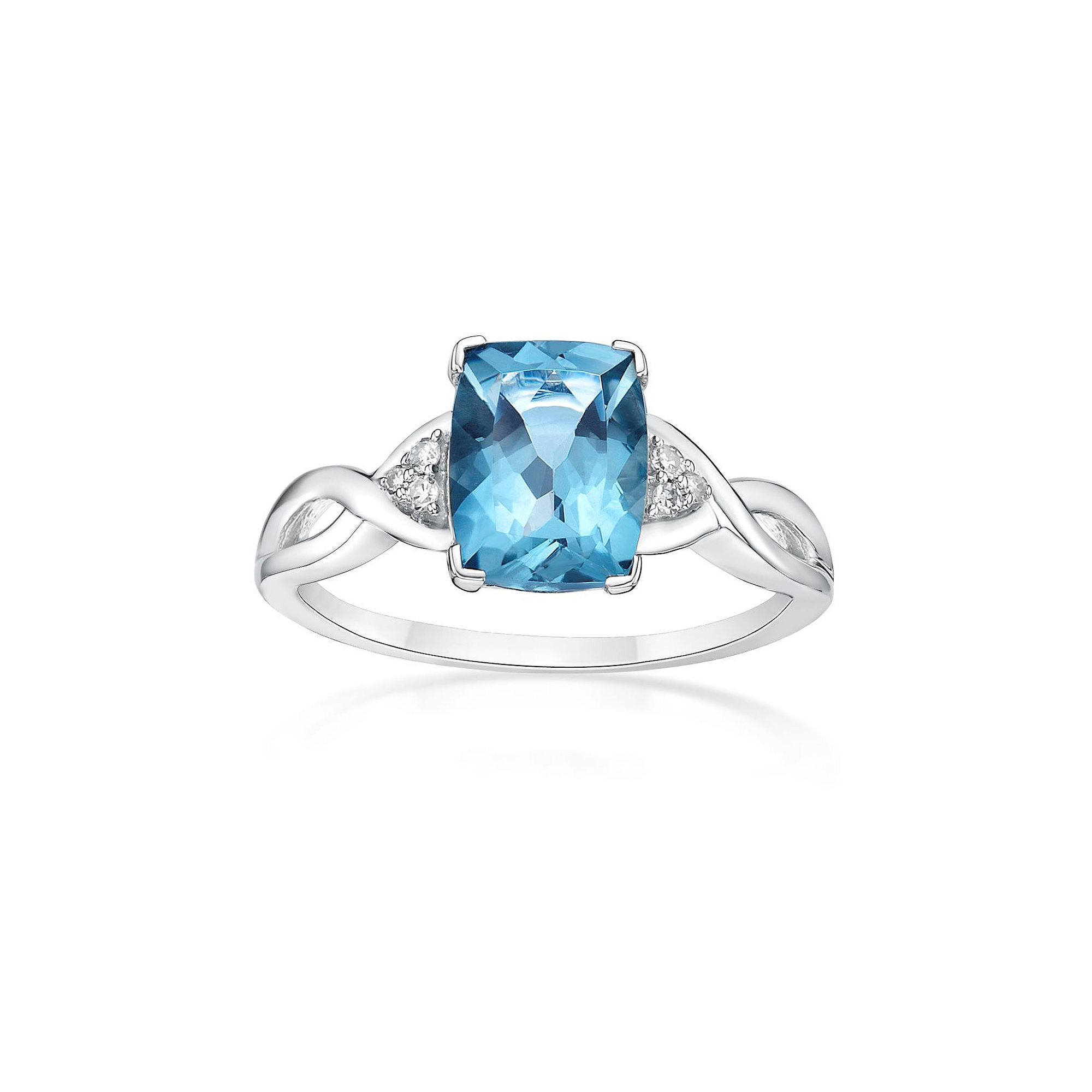 Gemminded 10k White Gold London Blue Topaz & Diamond Accented Ring, Womens