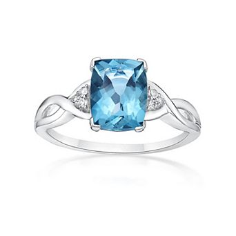 Gemminded 10k White Gold London Blue Topaz & Diamond Accented Ring