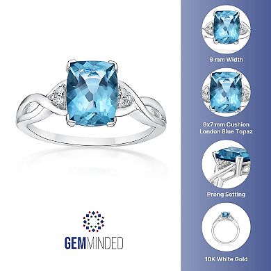 Gemminded 10k White Gold London Blue Topaz & Diamond Accented Ring