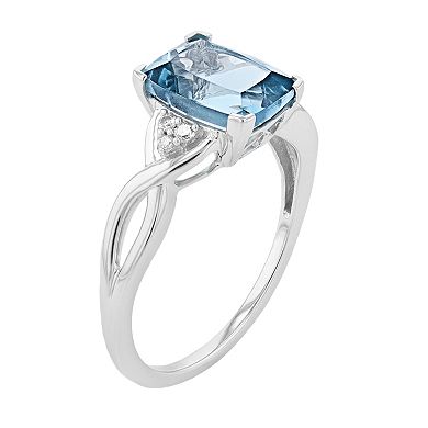Gemminded 10k White Gold London Blue Topaz & Diamond Accented Ring