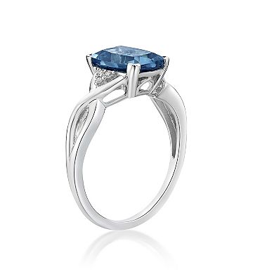 Gemminded 10k White Gold London Blue Topaz & Diamond Accented Ring