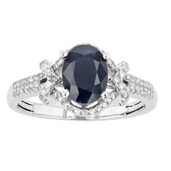 Gemminded 10k White Gold Sapphire & 1/4 Carat T.W. Diamond Ring