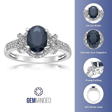 Gemminded 10k White Gold Sapphire & 1/4 Carat T.W. Diamond Ring