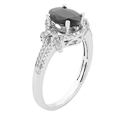 Gemminded 10k White Gold Sapphire & 1/4 Carat T.W. Diamond Ring