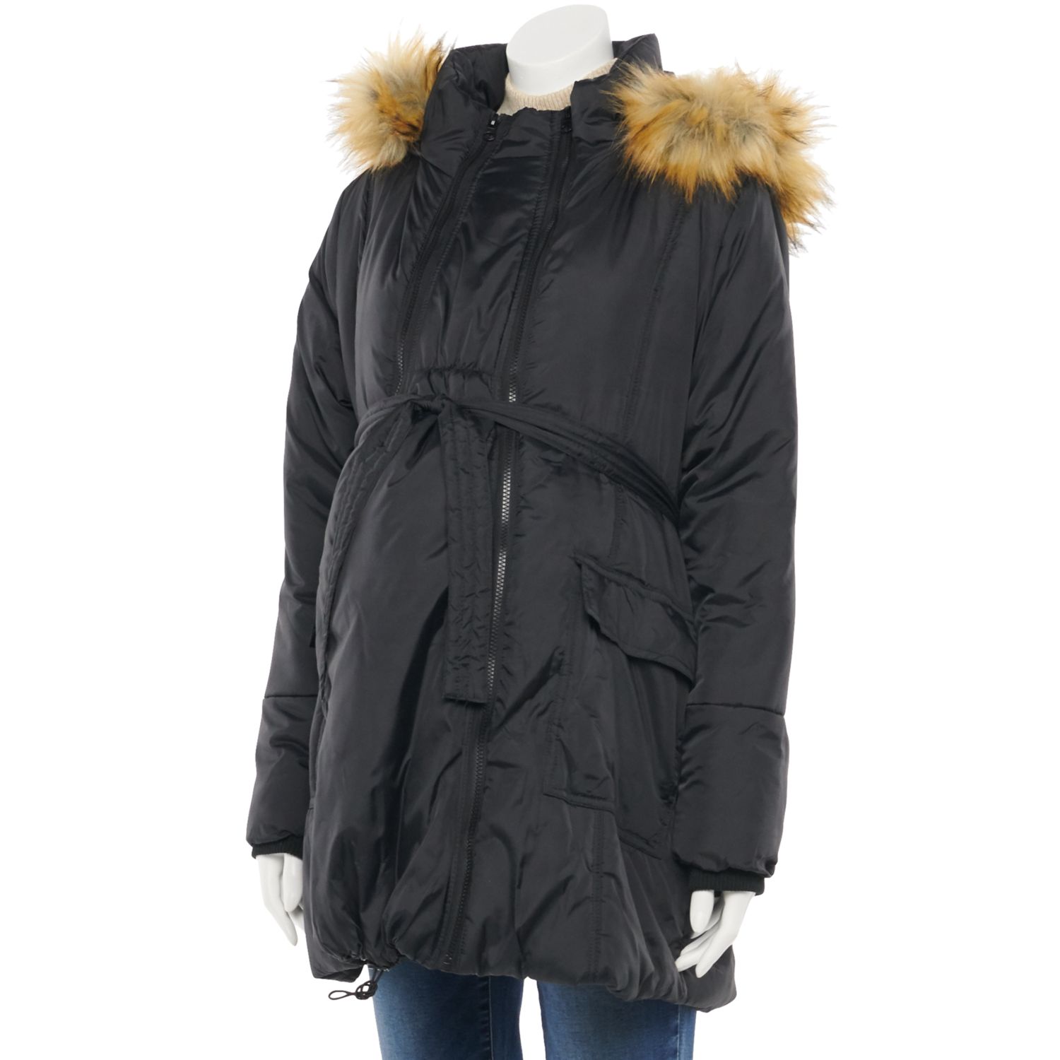 black maternity puffer coat