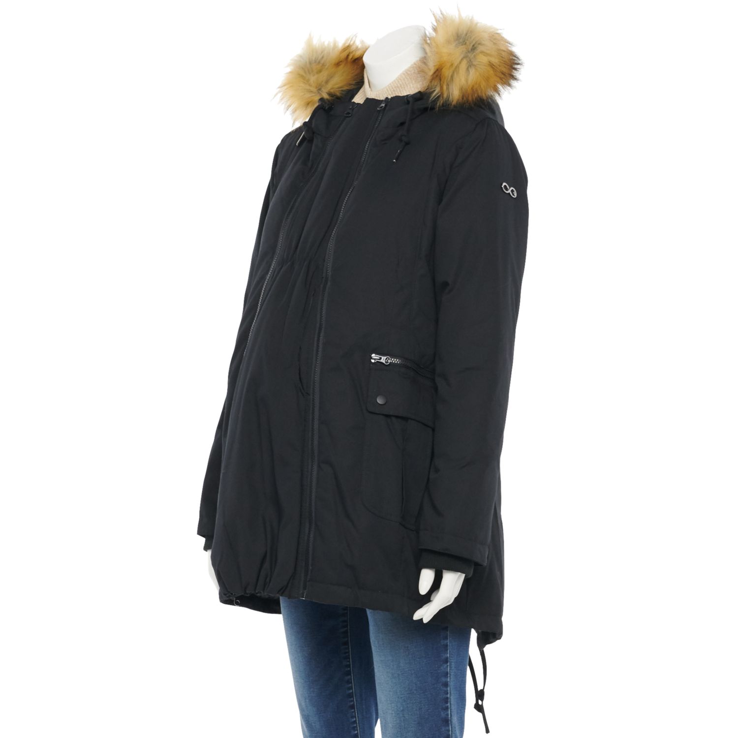 modern eternity 3 in 1 belted maternity puffer coat