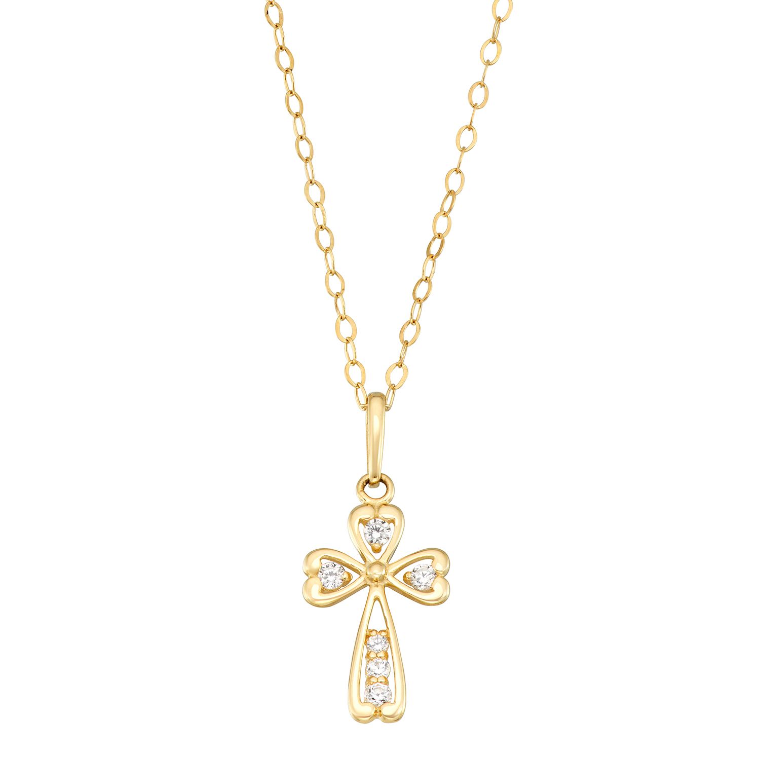 Gold Cubic Zirconia Cross Necklace on Sale, 59% OFF 