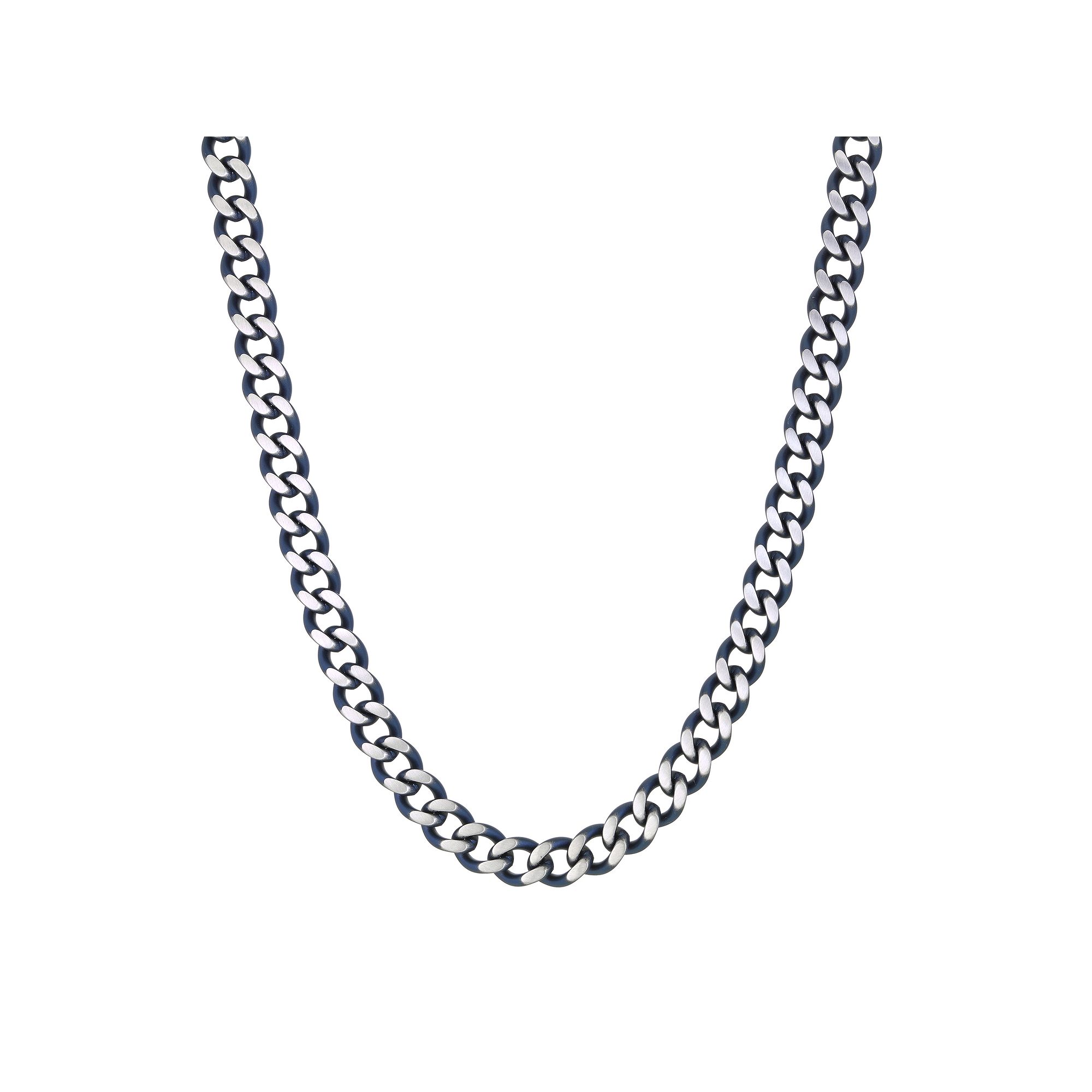 Mens LYNX Gray Stainless Steel Curb Chain Necklace, Size: 18