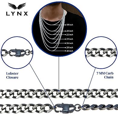 Men's LYNX Gray Stainless Steel Curb Chain Necklace