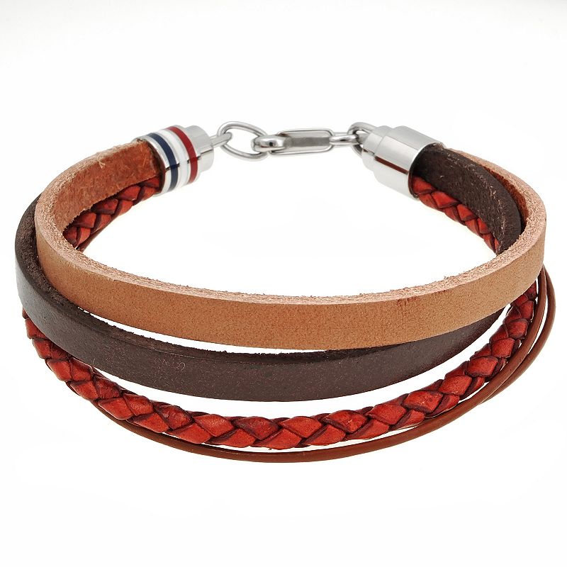 Mens LYNX Multi Leather Bracelet, Size: 8.5, Multicolor