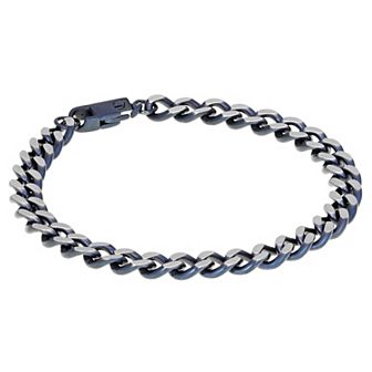 Men's LYNX Gray Stainless Steel Curb Chain Bracelet