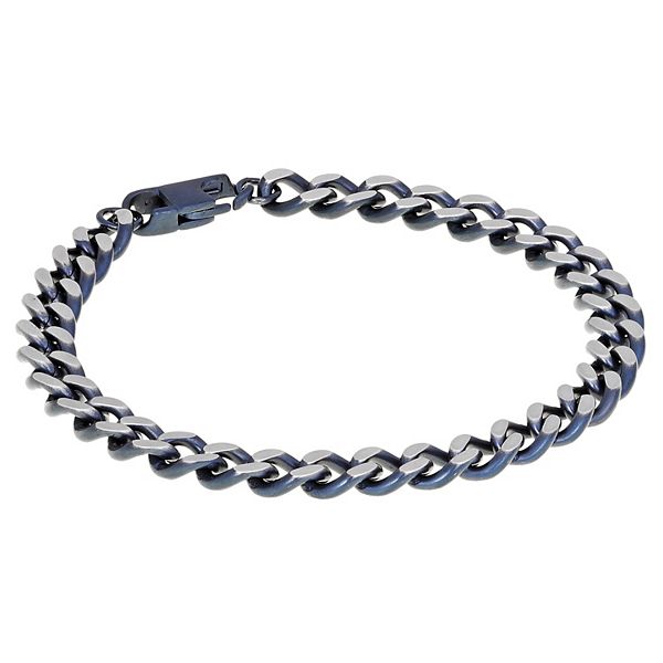 Mens Lynx Gray Stainless Steel Curb Chain Bracelet 7855