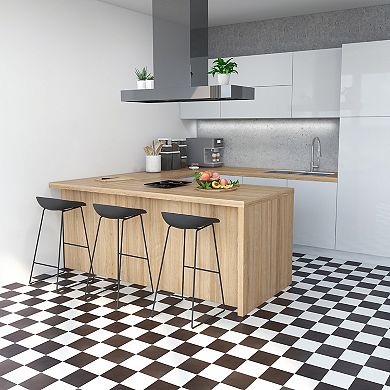 Achim Sterling Black & White 12x12 Self Adhesive Vinyl Floor Tiles Set of 20