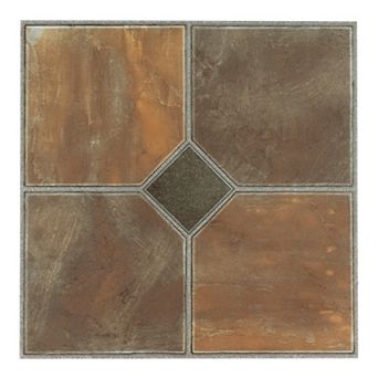 Achim Sterling Rustic Slate 12x12 Self Adhesive Vinyl Floor Tiles Set of 45