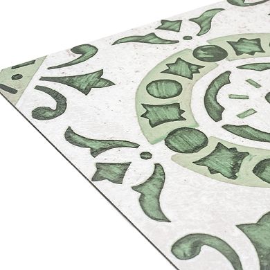 Achim Retro Green Medallion 12x12 Self Adhesive Vinyl Floor Tiles Set of 20