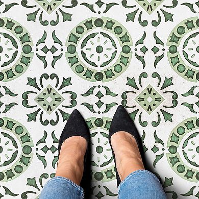 Achim Retro Green Medallion 12x12 Self Adhesive Vinyl Floor Tiles Set of 20