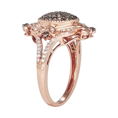 HDI 10k Rose Gold 1/2 Carat T.W. Brown & White Diamond Cocktail Ring