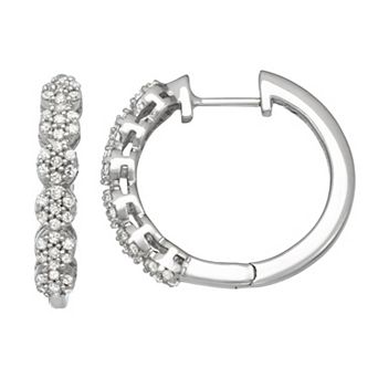 HDI 10k Gold 1/3 Carat T.W. Diamond Cluster Hoop Earrings