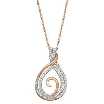 HDI 10k Rose Gold 1/4 Carat T.W. Diamond Swirl Necklace